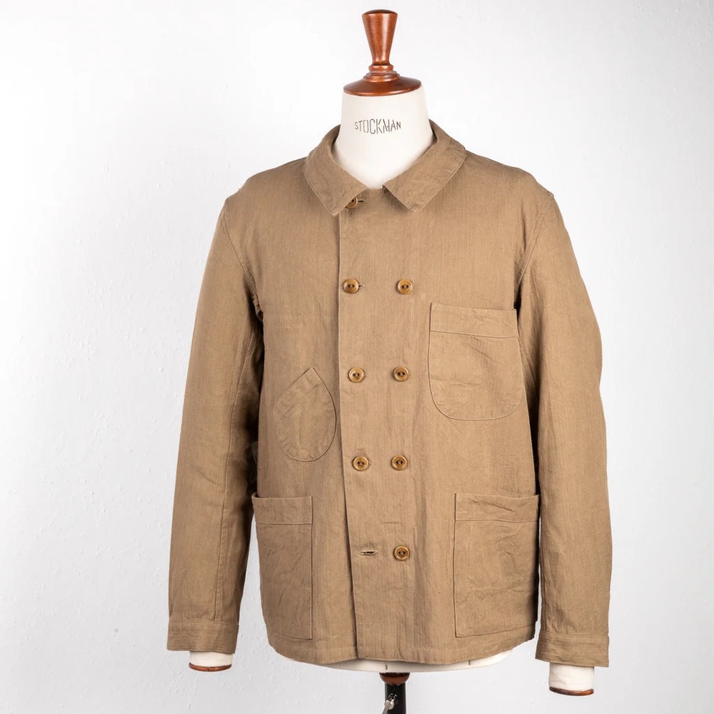 Cohérence Kees Jacket Linen Cotton Chevron Brown - Picture 4 of 8